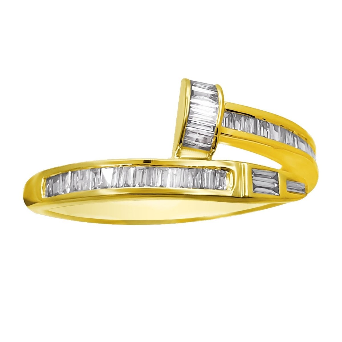 Baguette Nail Ring .36cttw Diamond 10K Yellow Gold Ring