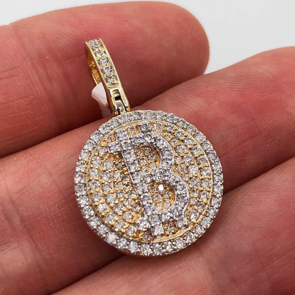 Bitcoin B Diamond Pendant 1.11cttw 10K Yellow Gold