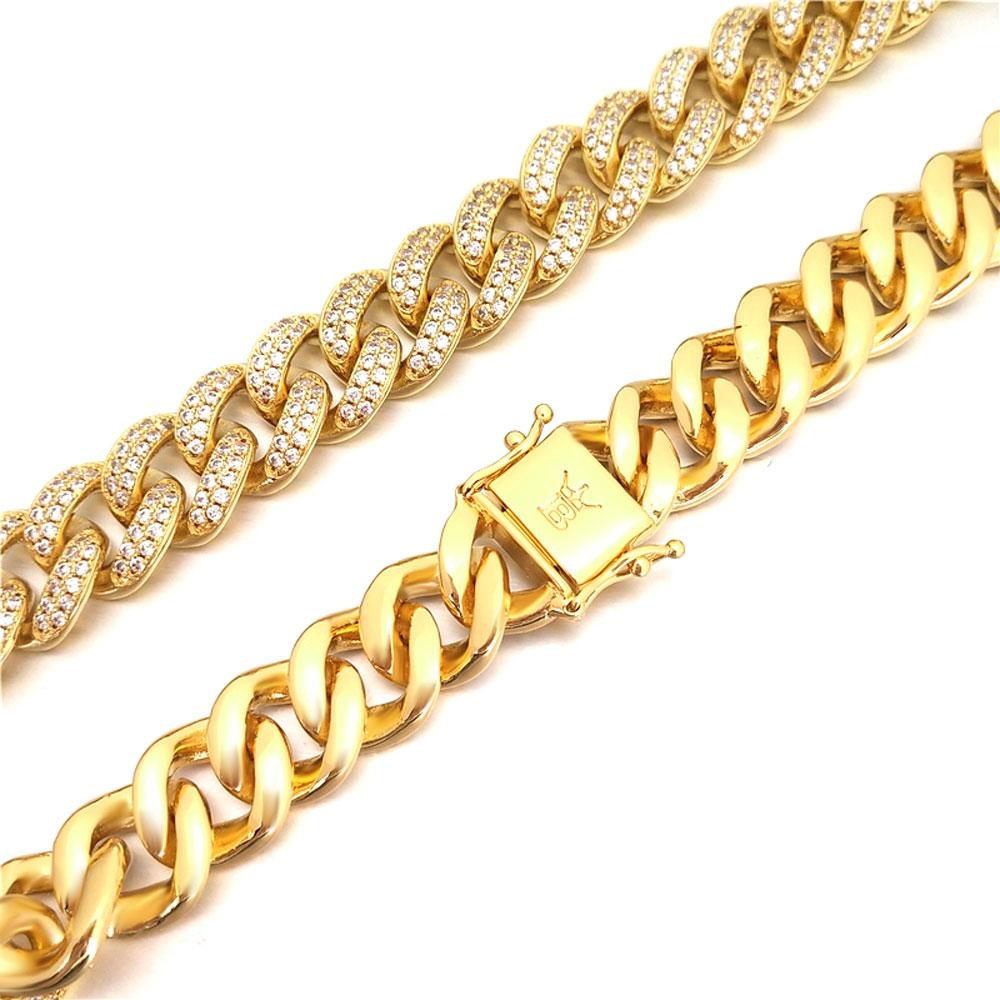 Bling Bling Cuban Chain 12MM Wide White / Yellow Gold