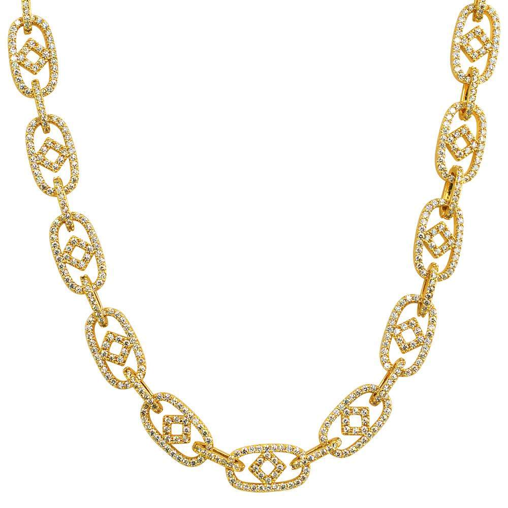 Box Oval Link CZ Hip Hop Iced Out Chain