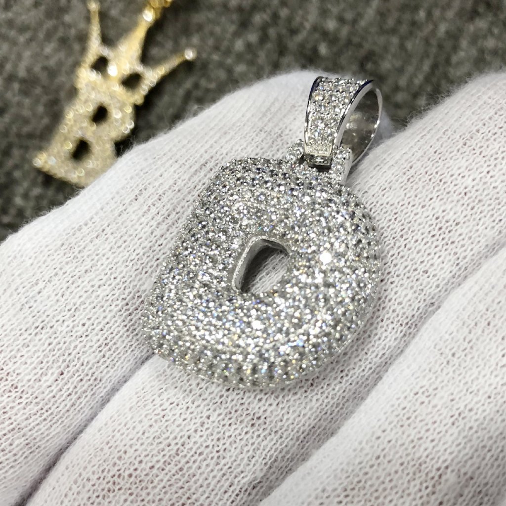 Bubble Initial Letters - .925 Sterling Silver - Rhodium