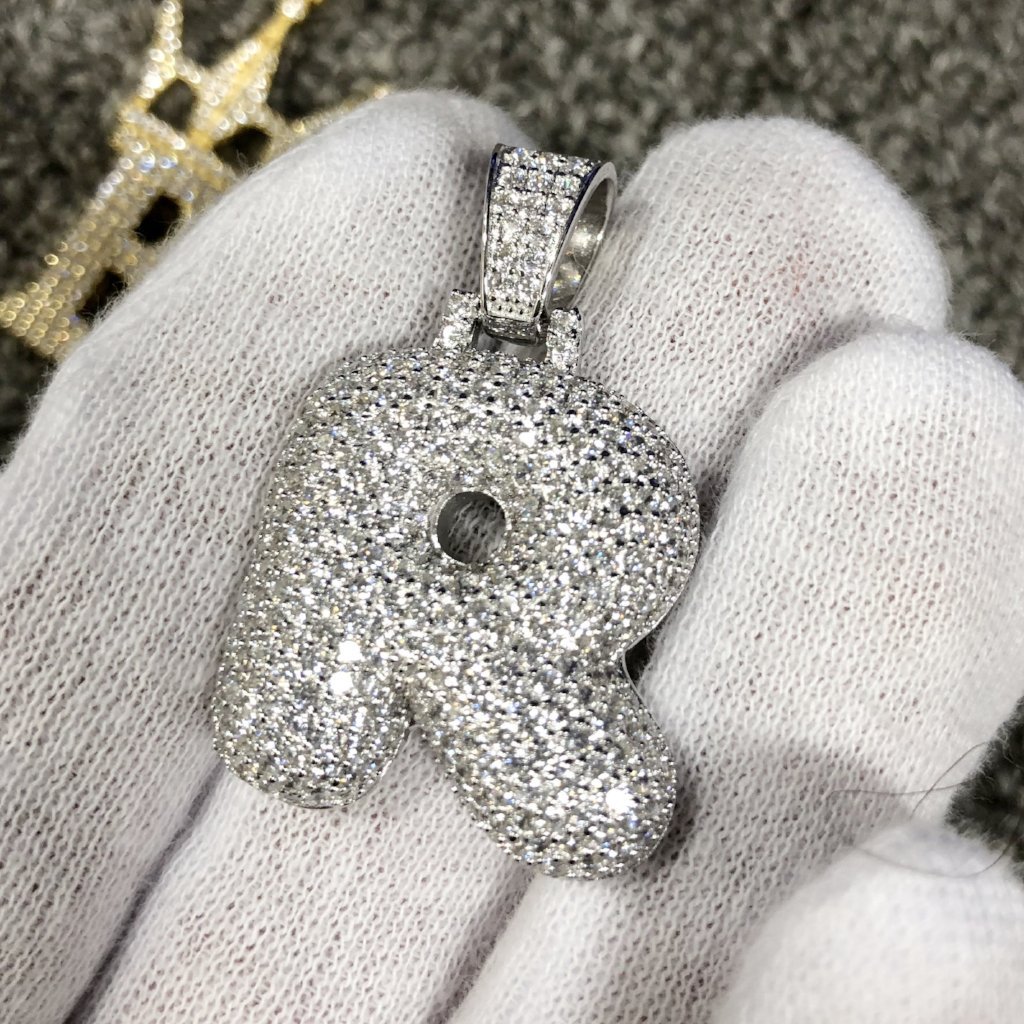 Bubble Initial Letters - .925 Sterling Silver - Rhodium