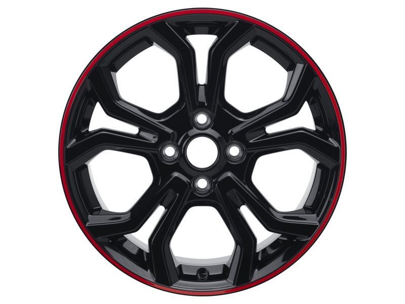 FIESTA 17" SET OF 4 ALLOY WHEEL 5X2-Y-SPOKE DESIGN BLACK WITH RED ACCENT RING FINISH 2017-2023