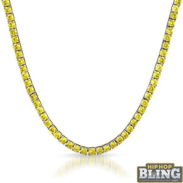 Canary Yellow 4MM CZ Stainless Steel Tennis Chain