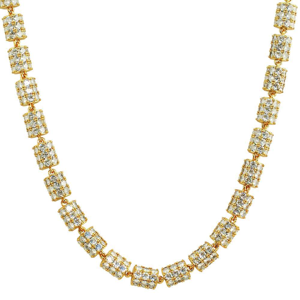 Cylinder Link 360 Iced Out CZ Hip Hop Bling Bling Chain