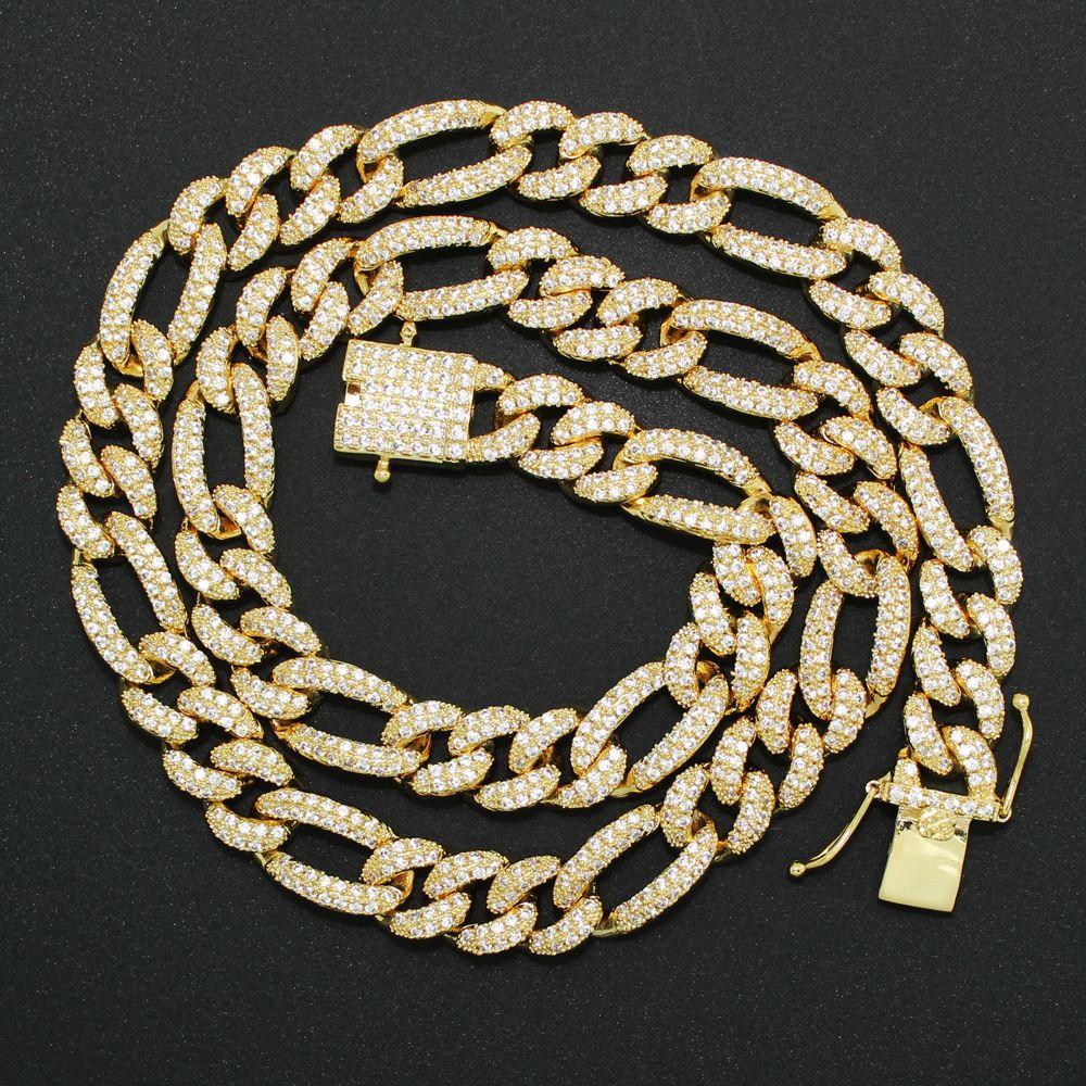 Figaro Bling Bling Chain 10MM White / Yellow Gold