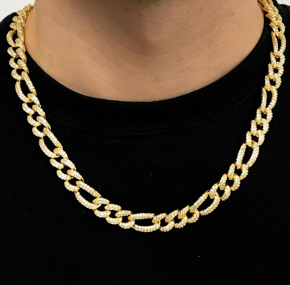 Figaro Bling Bling Chain 10MM White / Yellow Gold