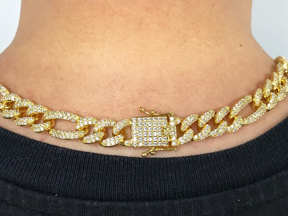 Figaro Bling Bling Chain 10MM White / Yellow Gold
