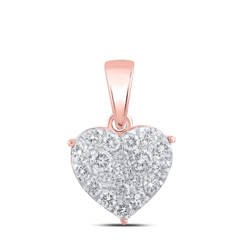 Heart Diamond Charm Pendant 10K Gold