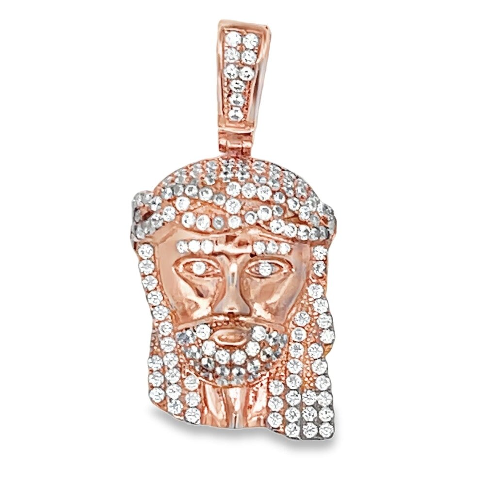 Mini Jesus CZ Pendant .925 Sterling Silver