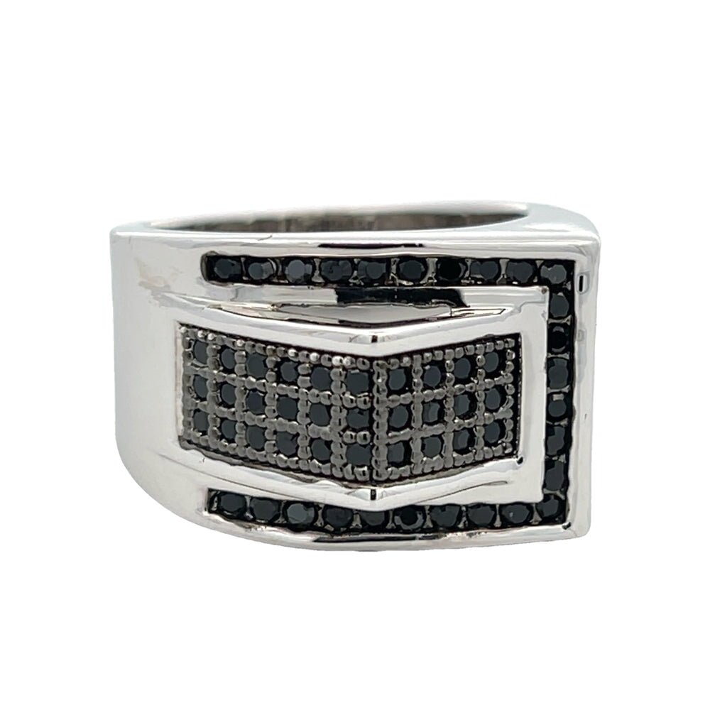 Modern Black CZ Ring .925 Sterling Silver