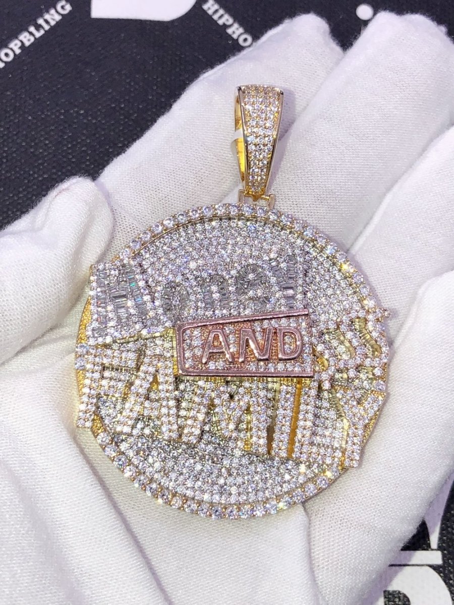 Money and Family $$$ VVS CZ Hip Hop Iced Out Pendant
