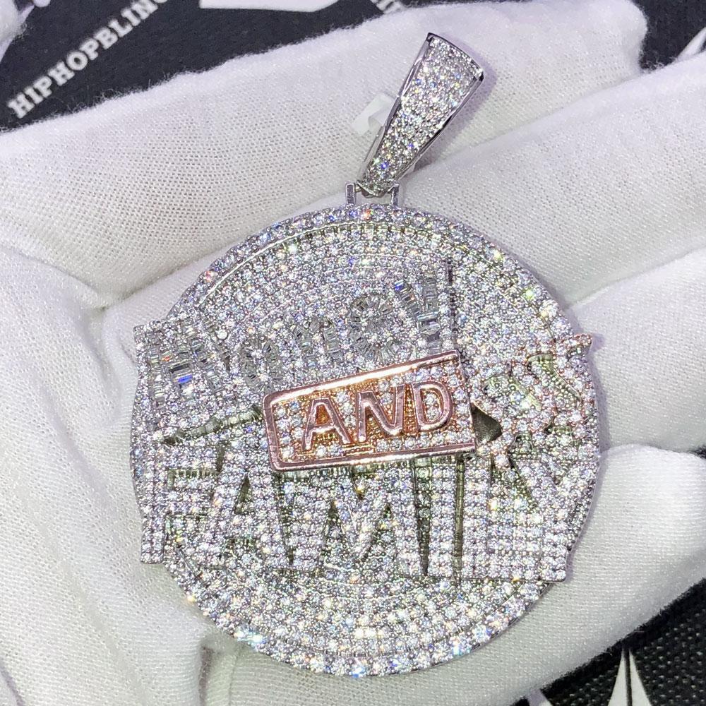 Money and Family $$$ VVS CZ Hip Hop Iced Out Pendant