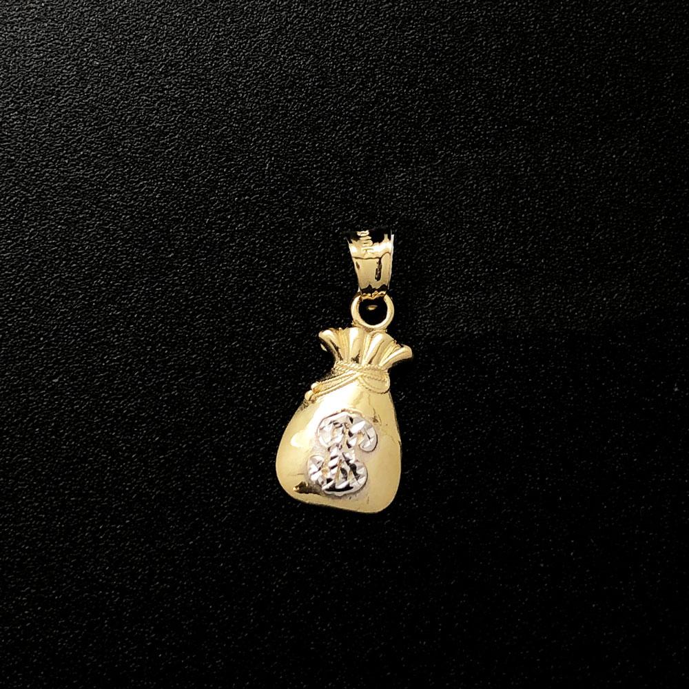 Money Bag Nano Sized 10K Yellow Gold Pendant