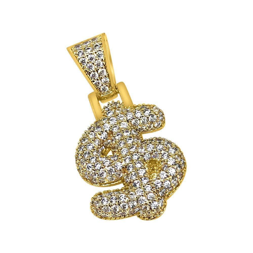 $ Money US Dollar Symbol Gold CZ Bling Bling Pendant