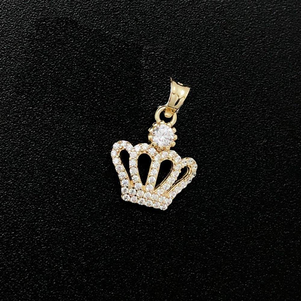 Nano Crown CZ 10K Yellow Gold Pendant