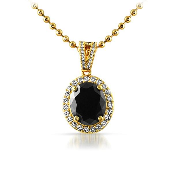 Oval Cut Gem Lab Made Black Diamond Pendant