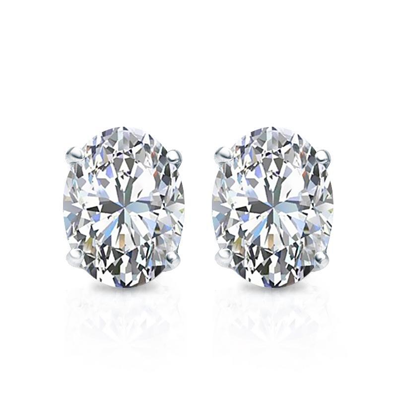 Oval Cut Moissanite VVS D Stud Earrings .925 Sterling Silver