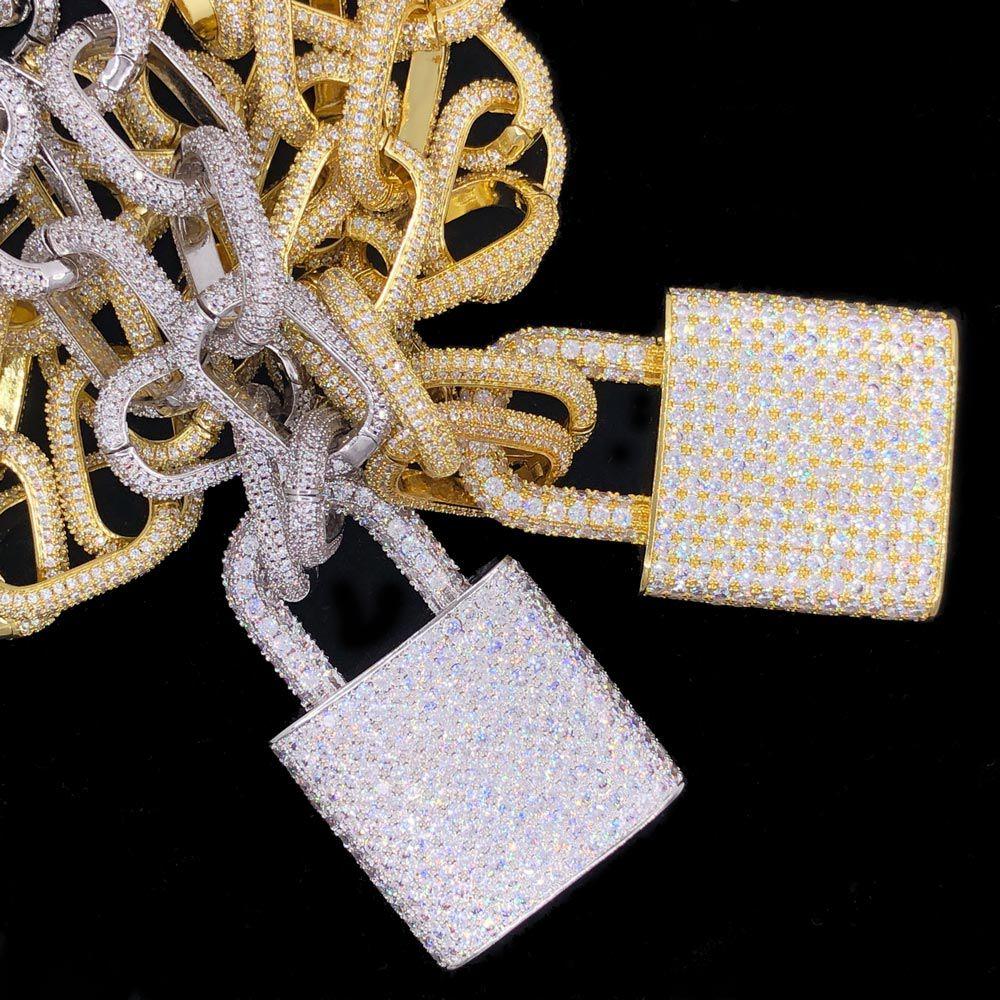 Oval Rolo Link Chain With Padlock Bling Bling