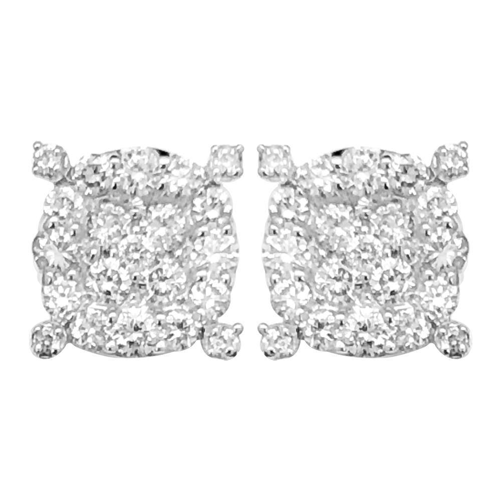 Pave Solitaire Diamond Earrings .69cttw 10K Yellow Gold