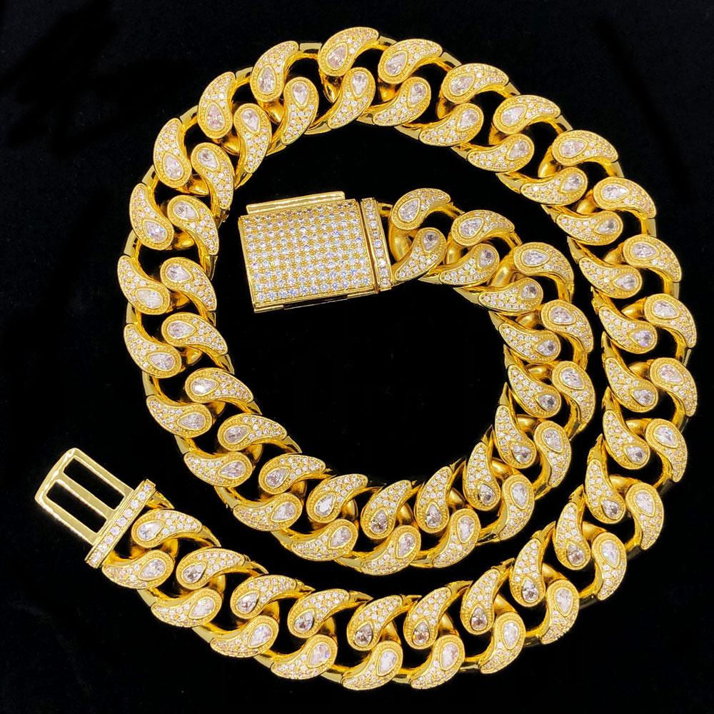 Pear Cut Drip Cuban Hip Hop Bling Bling CZ Iced Out Chain