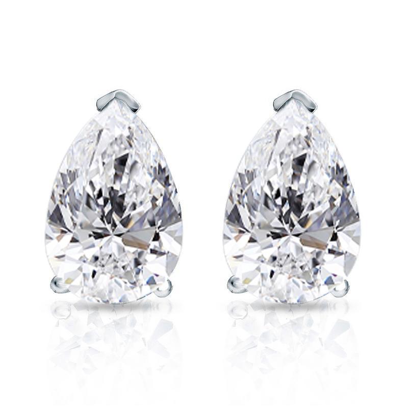 Pear Cut Moissanite VVS D Stud Earrings .925 Sterling Silver