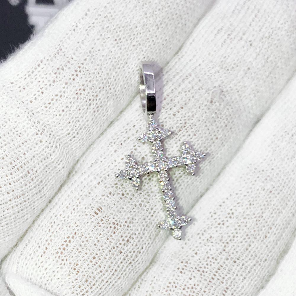 Pointed Mini Cross VVS Moissanite Pendant .925 Sterling Silver
