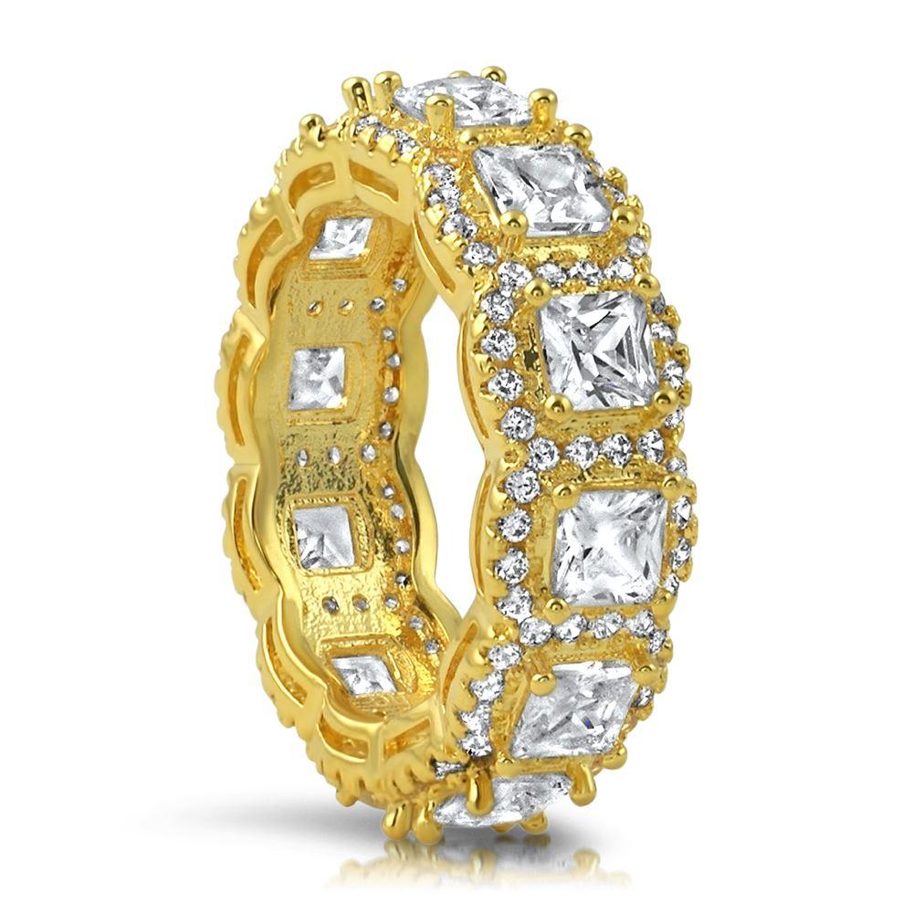 Princess Cluster CZ Eternity Band Hip Hop Ring