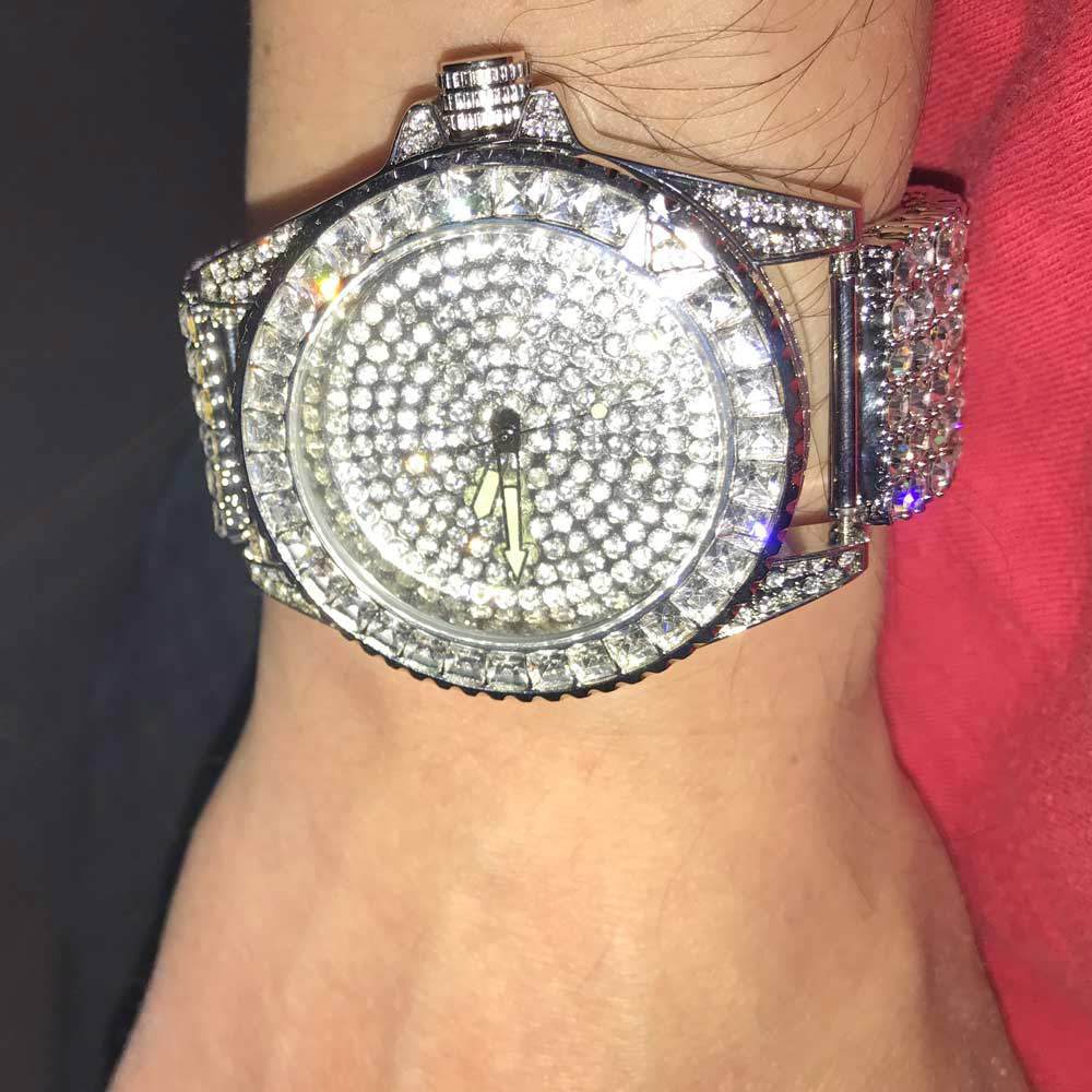 Princess Cut 6 Row Bling Bling Watch