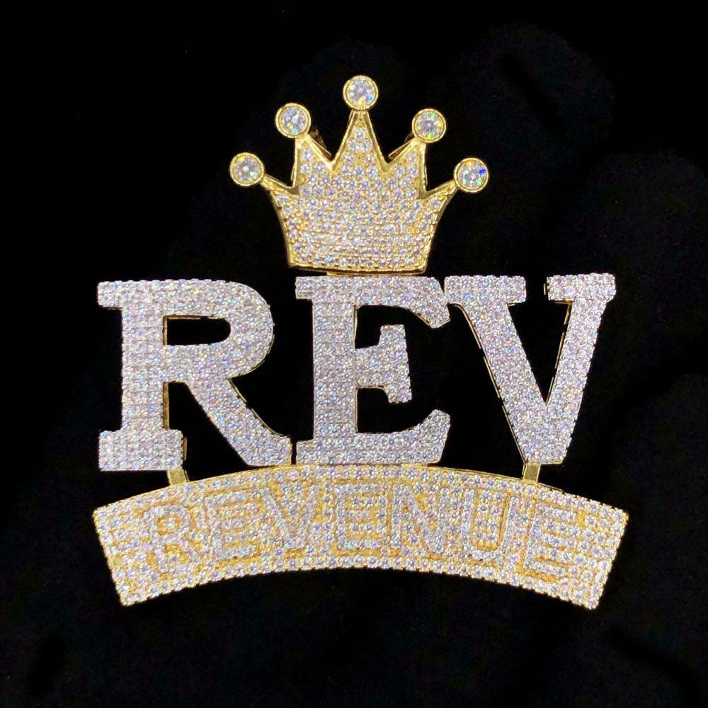 REV Revenue Crown VVS CZ Hip Hop Bling Pendant