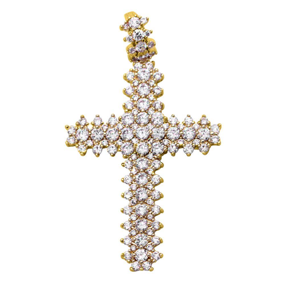 Sharp Cross Iced Out Bling Bling Pendant