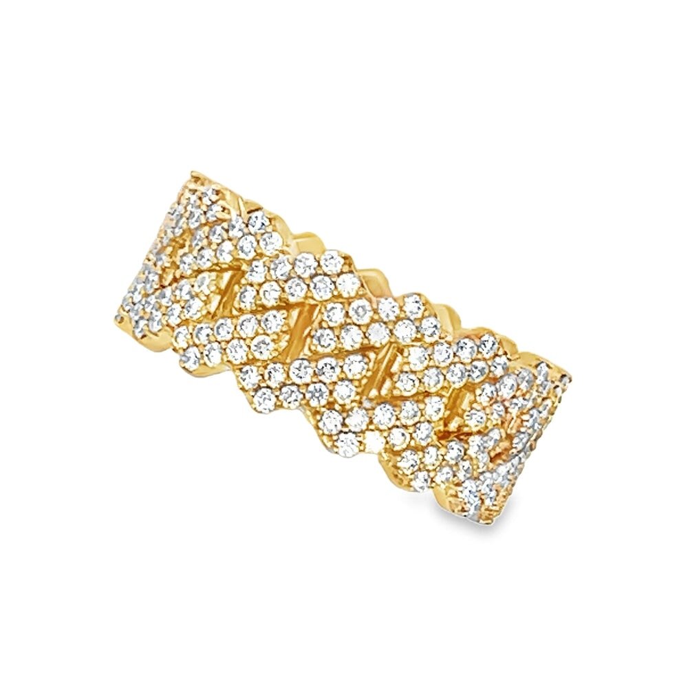Sharp Cuban 3.02cttw Diamond 14K Yellow Gold Eternity Ring