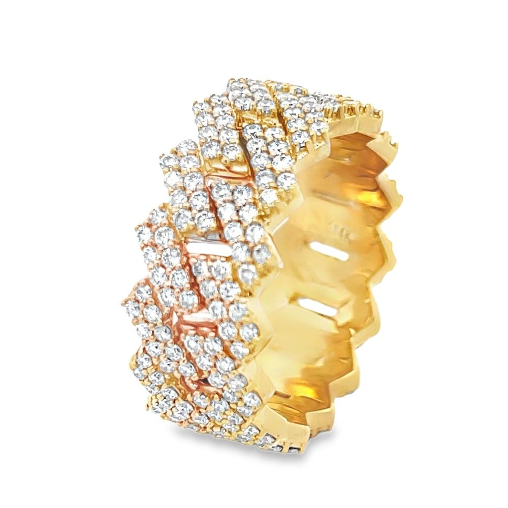 Sharp Cuban 3.02cttw Diamond 14K Yellow Gold Eternity Ring