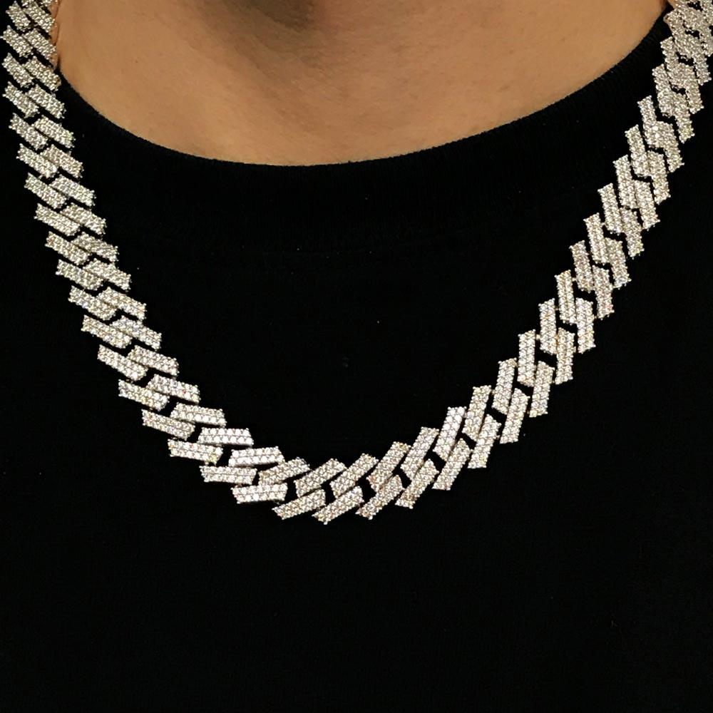 Sharp Cuban Bling Bling Chain 14MM White / Yellow Gold