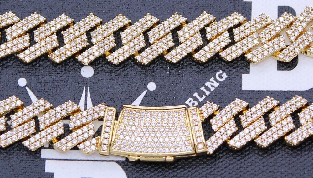 Sharp Cuban Bling Bling Chain 14MM White / Yellow Gold