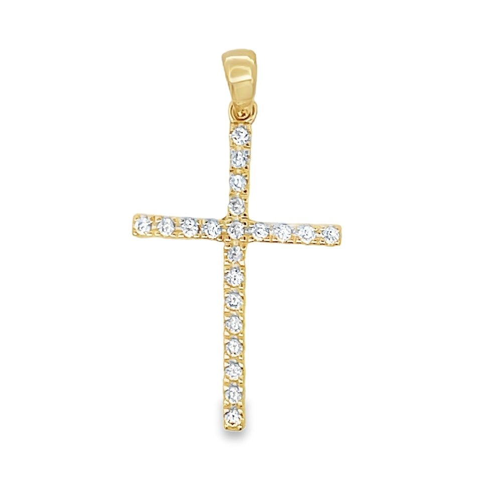 Skinny Tennis Cross CZ Pendant Gold .925 Sterling Silver