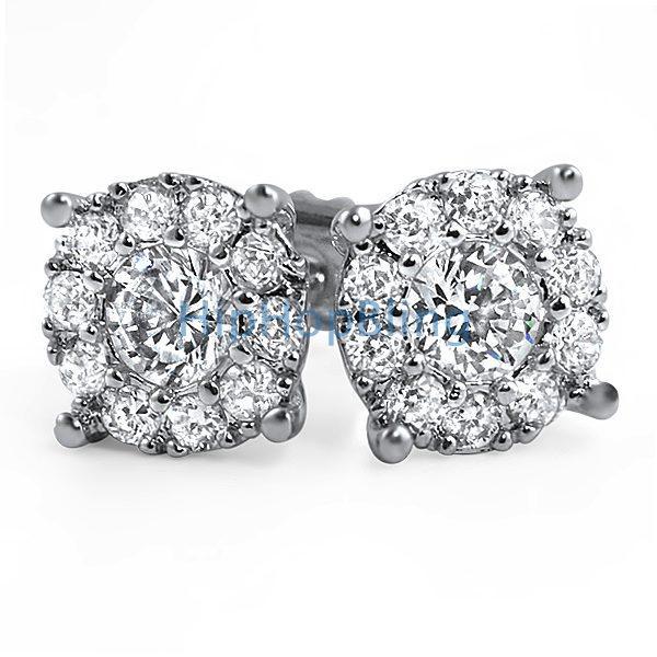 Solitaire Cluster CZ Bling Bling Earrings