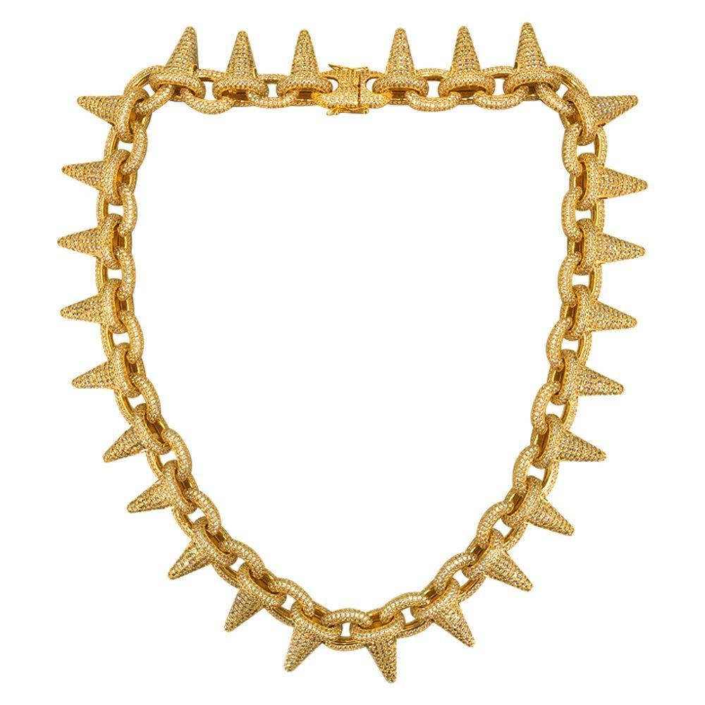 Spiked Rolo Gold CZ Bling Bling Hip Hop Chain