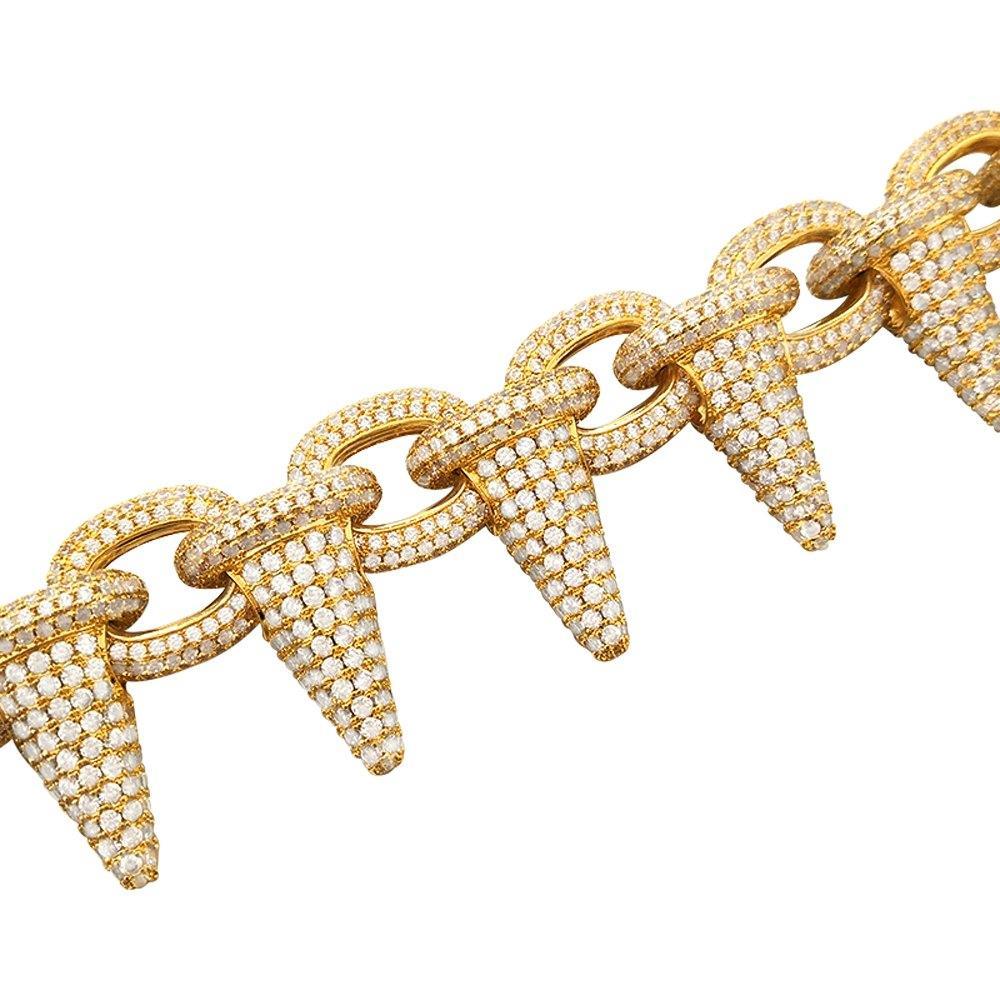 Spiked Rolo Gold CZ Bling Bling Hip Hop Chain
