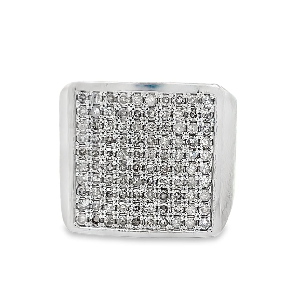 Square Block 1.65cttw Diamond Ring .925 Sterling Silver