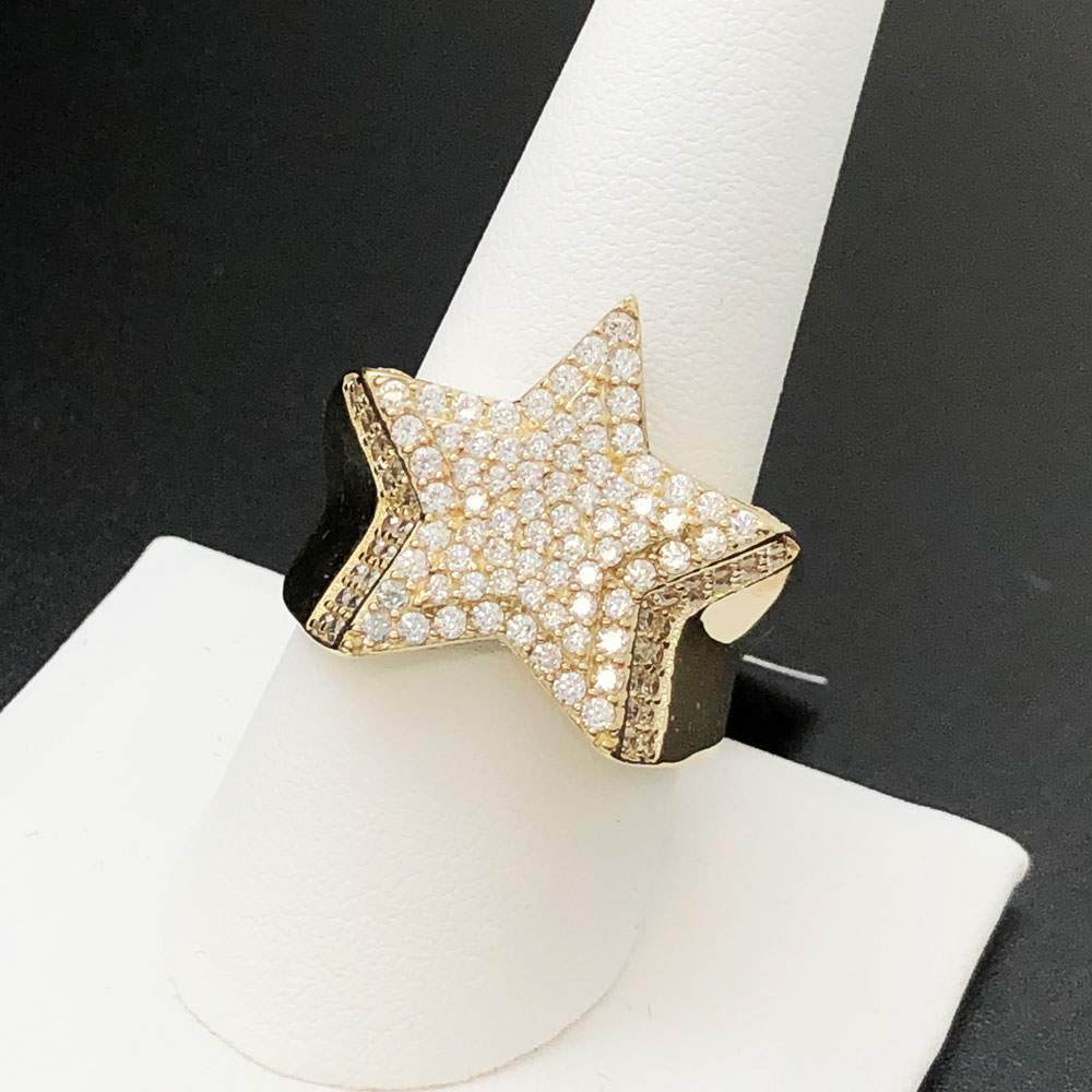 Star CZ 10K Yellow Gold Mens Ring