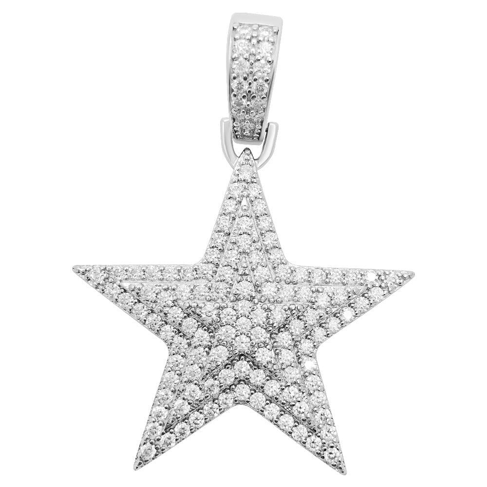 Star Layered 2.00 Carat VVS Moissanite Pendant .925 Sterling Silver