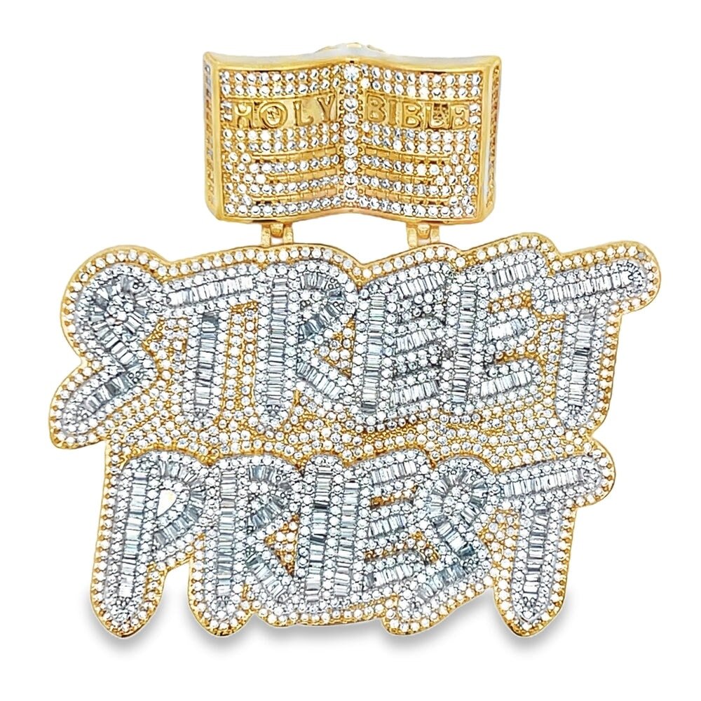 Street Priest Bible CZ Iced Out Pendant