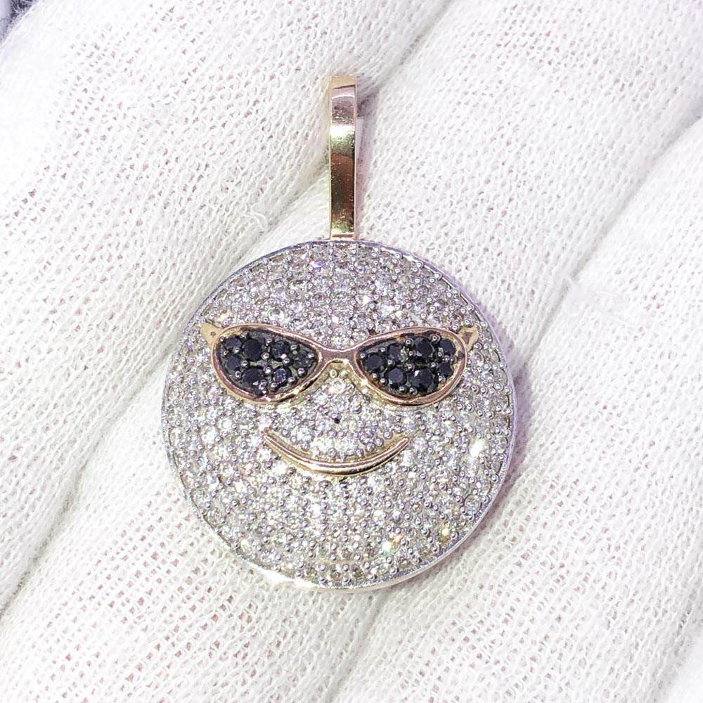 Sunglasses Face Diamond 1.43 Carat Pendant 10K Yellow Gold