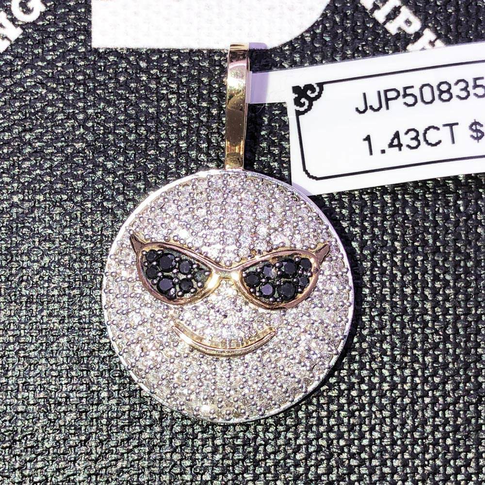 Sunglasses Face Diamond 1.43 Carat Pendant 10K Yellow Gold