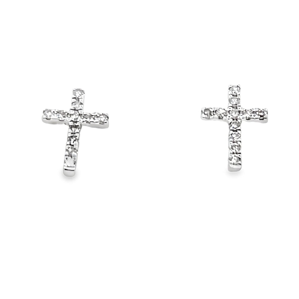 Tennis Cross Diamond Earrings .10cttw 10K Gold