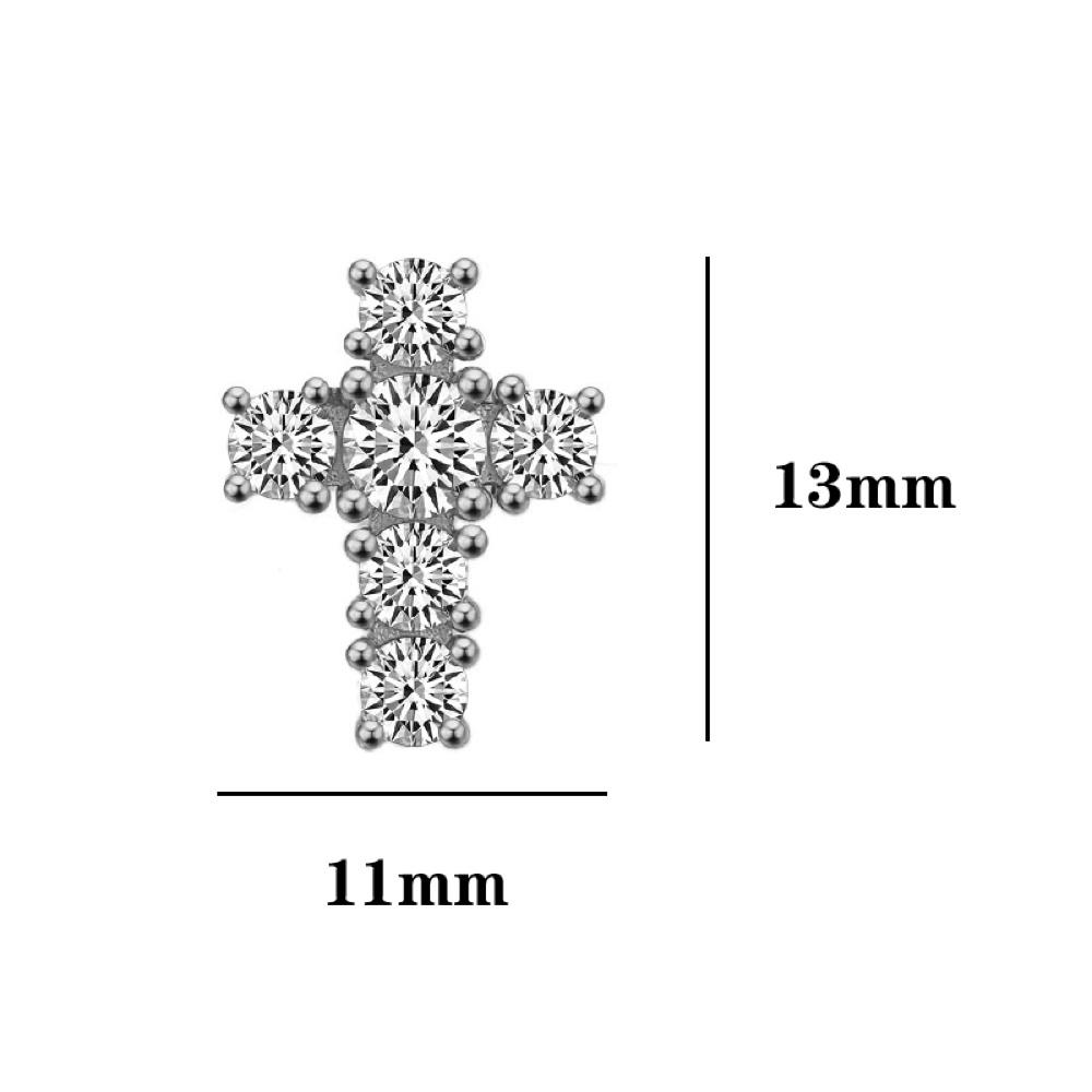 Tennis Cross Stud CZ Iced Out Earrings .925 Silver