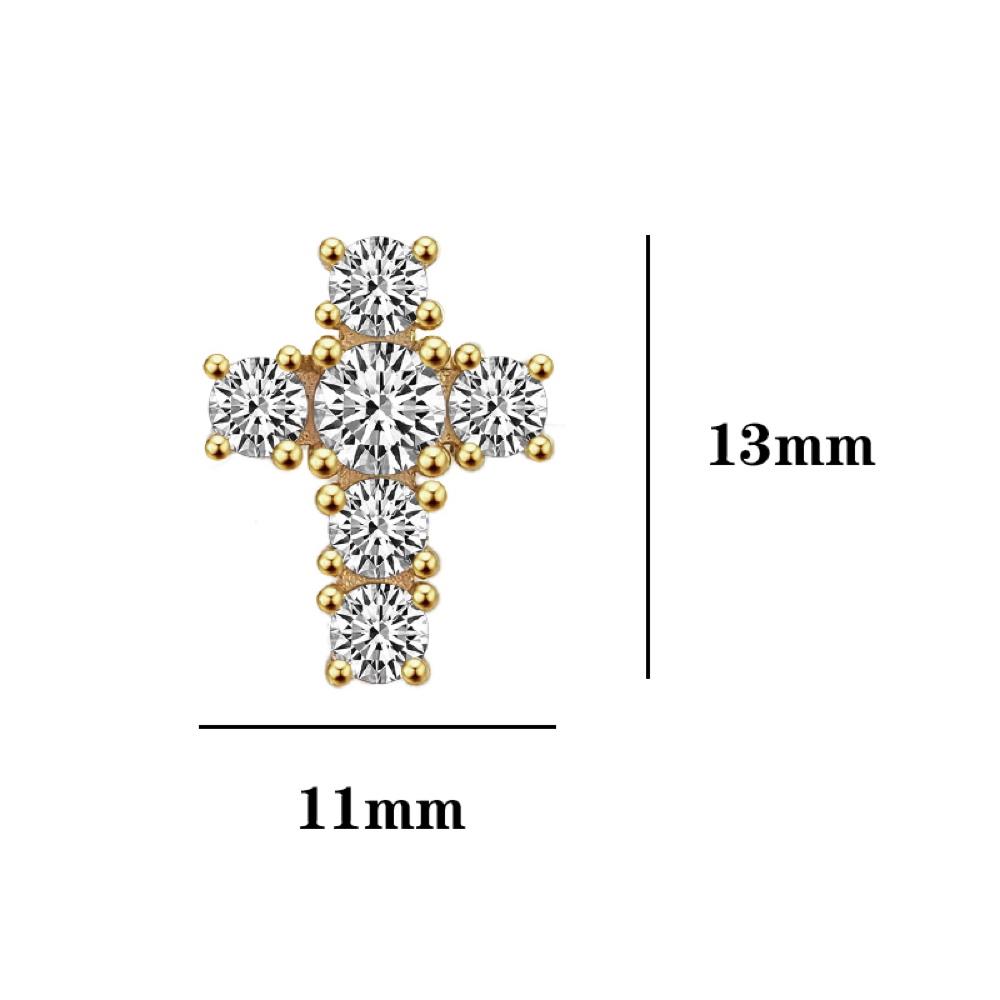 Tennis Cross Stud CZ Iced Out Earrings .925 Silver