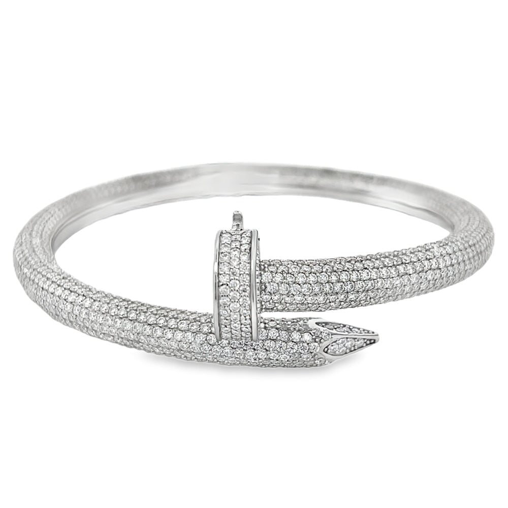 Thick Nail Moissanite Bangle .925 Sterling Silver