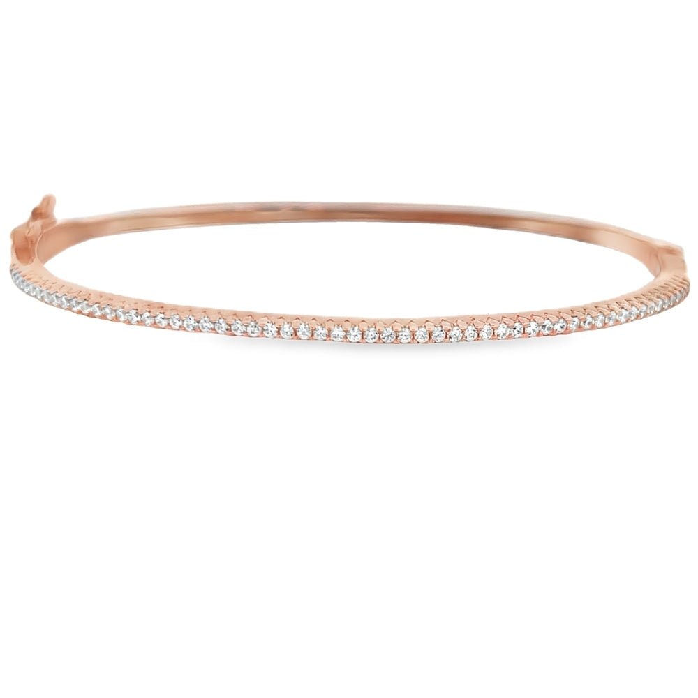 Thin Bangle CZ Iced Out Bracelet .925 Sterling Silver